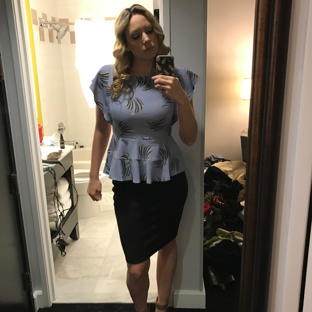 Lavender Print LOFT Blouse